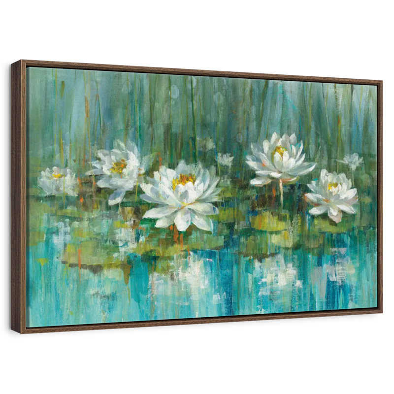 Étang à nénuphars IV, 40 po x 27 po, Cadre flottant noyer