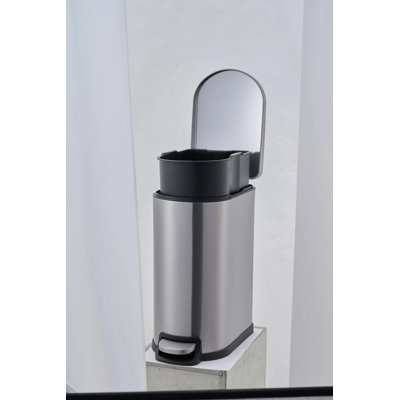 10l Stainless Steel Step-on Kitchen Trash Can, Slim Small Garbage Bin With Lid, For Bathroom, Office, And Dorm