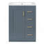 Meuble-lavabo 24 po avec lavabo intégré en céramique, meuble-lavabo simple avec 1 porte et 3 tiroirs pour salle de bain petite et moyenne, bleu-349042834