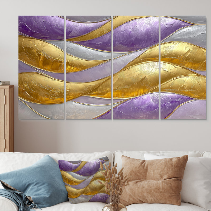 Chippenham - Waves Wall Art - ensemble de décorations murales modernes, 4, H 28 po x l 48 po