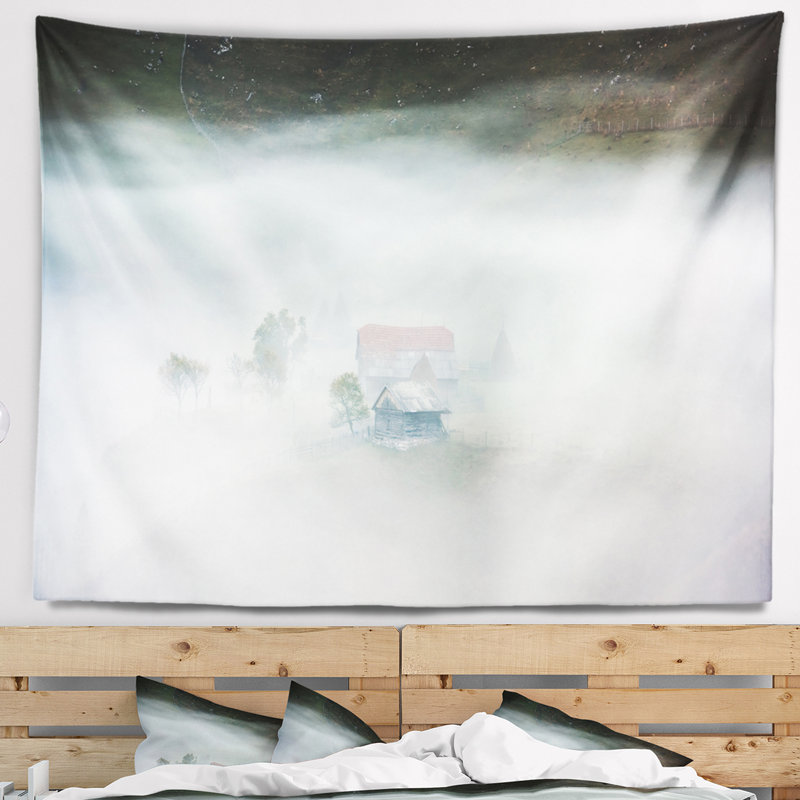 Tapisserie brouillard au soleil avec accessoires suspendus en polyester, H 50 po x l 60 po