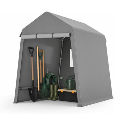 Heavy Duty Waterproof Outdoor Storage Outdoor Storage Unit，ATV，Bike & Garden Tools，Grey，6x8FT