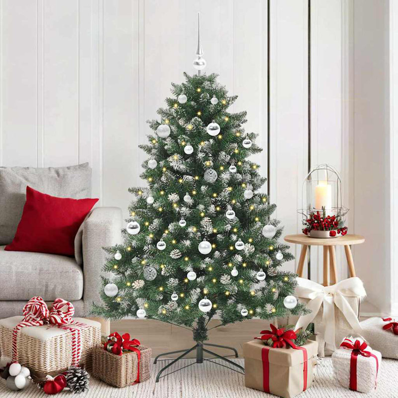 Artificial Christmas Tree with Stand, Silver, 4.92' H