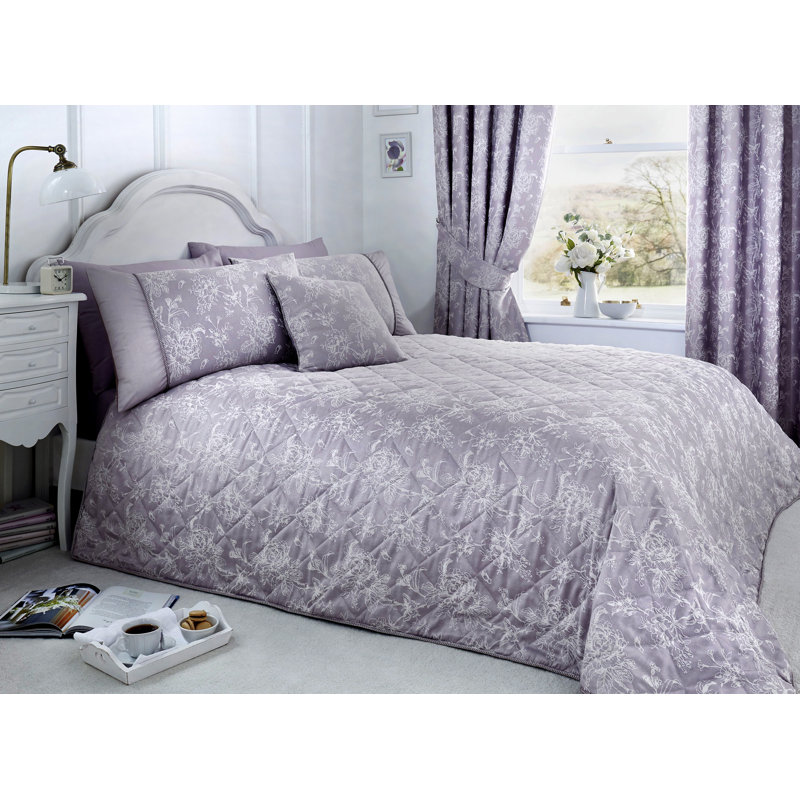 Khaleesi Polyester Floral Bedspread, Lavender