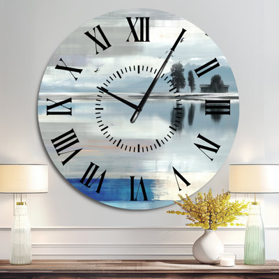 Blue Oceans Edge of Wonder Accented with White - Coastal Metal Wall Clock