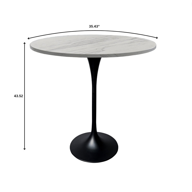 Table de salle à manger Heatherton, H 43,52 po x L 35,43 po x l 35,43 po