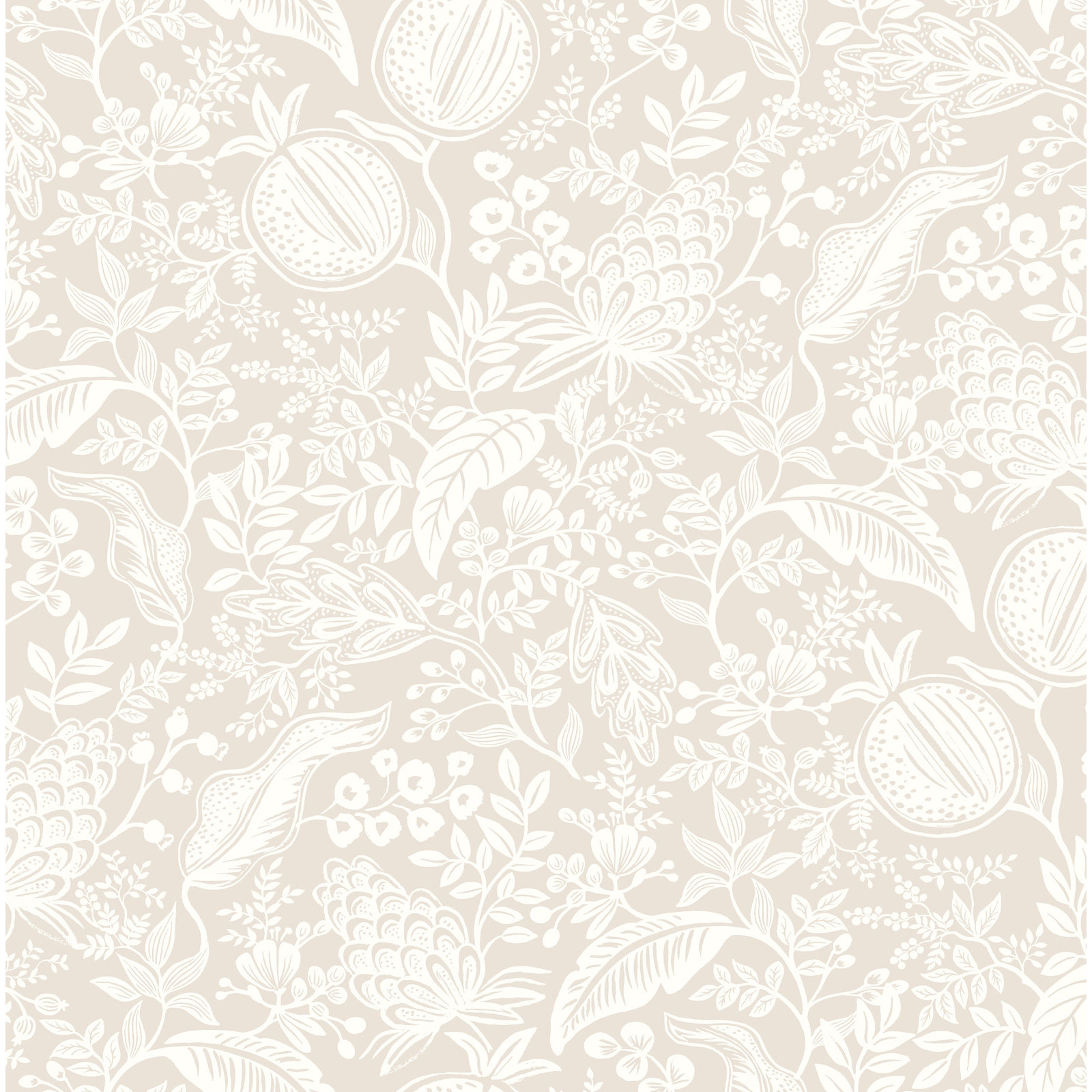 Pomegranate White Peel and Stick Wallpaper, Beige