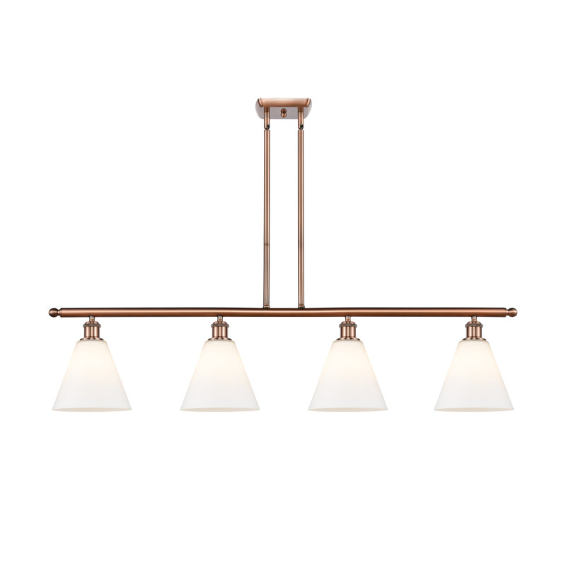 Luminaire suspendu linéaire à 4 lumières pour îlot de cuisine Amelia-Leigh, H 44,25 po x l 48 po x P 8 po, Blanc mat