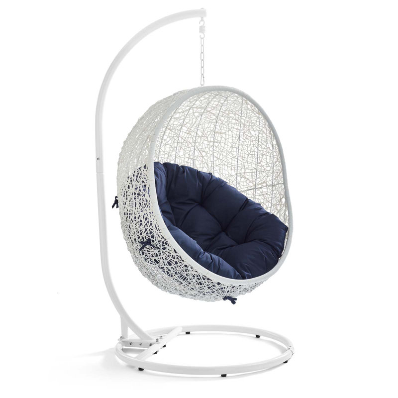 Balancelle d'extérieur avec support Modway Hide Sunbrella, Structure blanche / coussin bleu marine