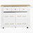 Kitchen Island with 6 Drawers, Pull Out Trash Can Storage, Rolling Kitchen Island on 5 Wheels with Drop Leaf, Power Outlet, 5 Open Side Racks for Kitchen, Dining Room, White-2098847637