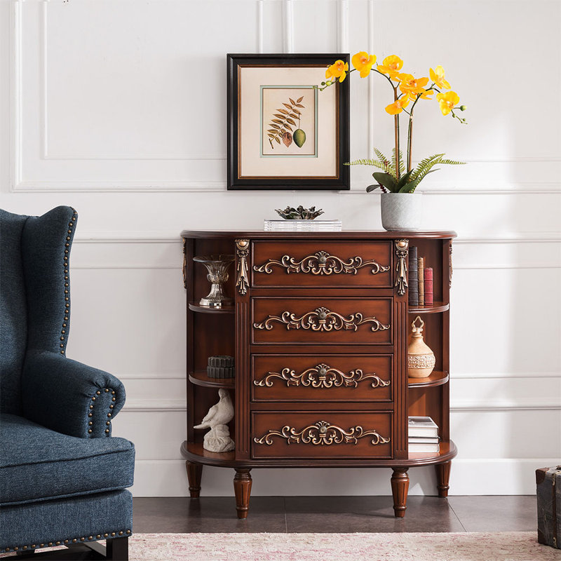 Commode d'appoint en bois massif, Brun