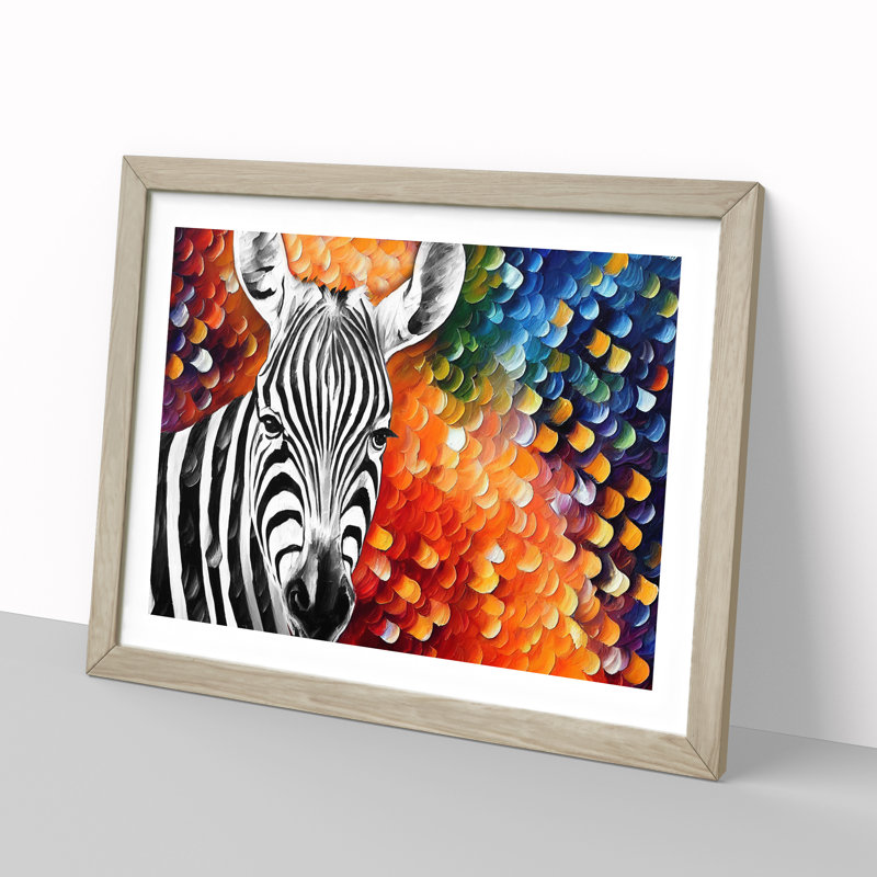 Zebra Abstract - Single Picture Frame Painting, 25cm H x 34cm W x 2cm D, Oak