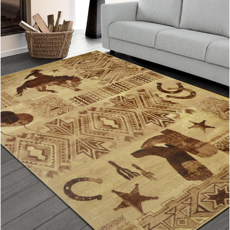 Tapis en polypropylène brun / crème Genieve, Rectangle 2 pi x 3 pi