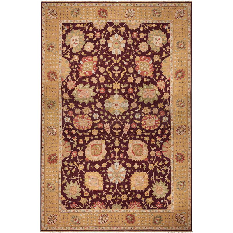 Tapis bourgogne tissé à la main Hillendale, Rectangle 5 pi 10 po x 8 pi 10 po
