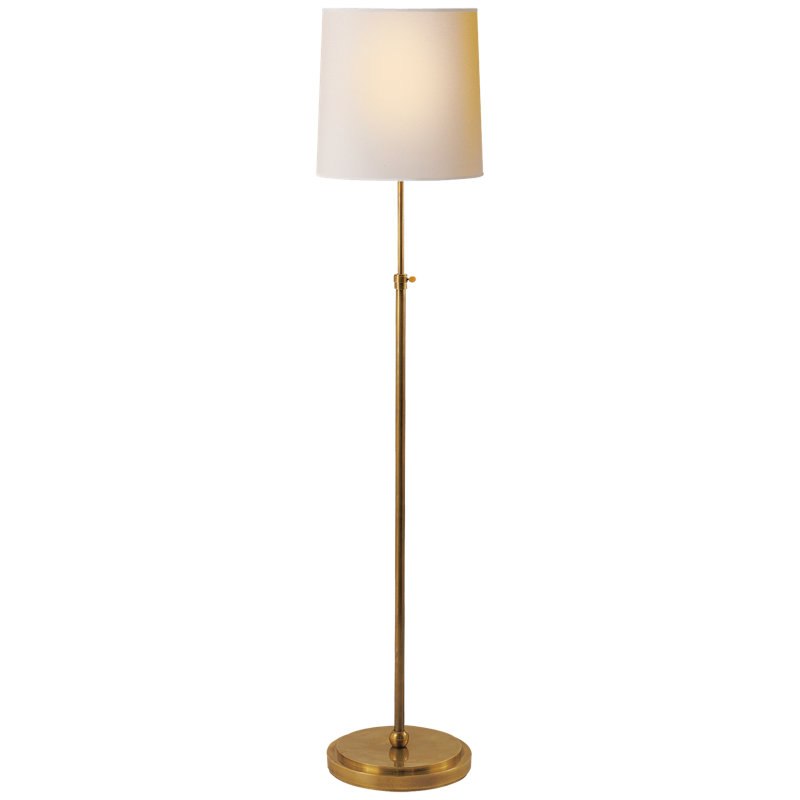 Thomas O'Brien Bryant Floor Lamp, Fabric, Hand-Rubbed Antique Brass