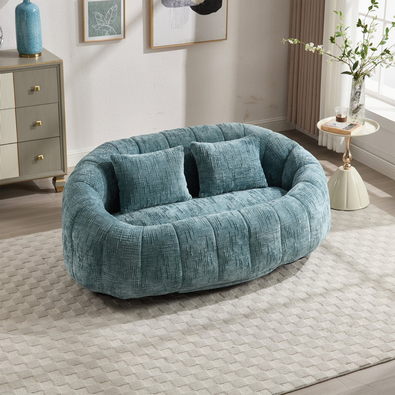 Causeuse Canny, H 24,8 po x l 55 po x P 37,4 po, Bleu sarcelle