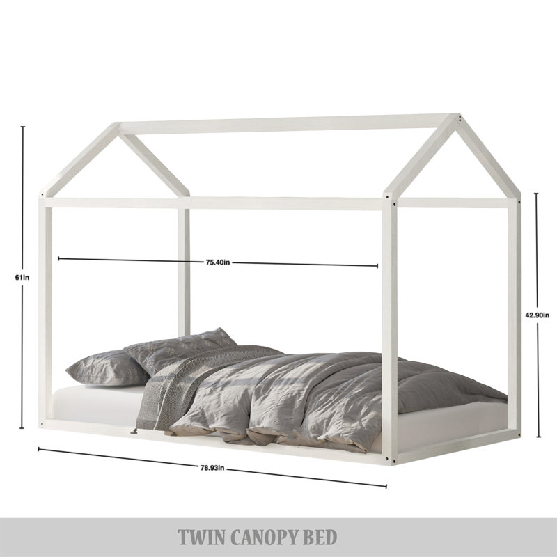 Zirke Twin Canopy Bed by Harper Orchard, Antique White