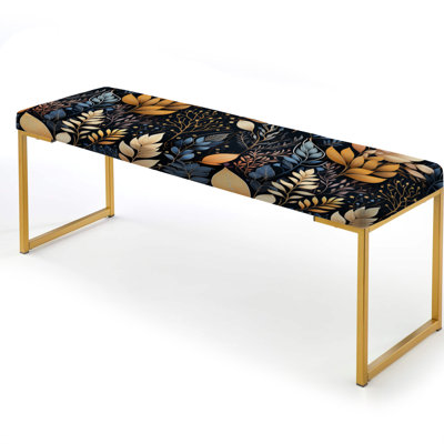 Earthy Tones Natures Palette Botanical Plants II - Plants Upholstered Gold Bench