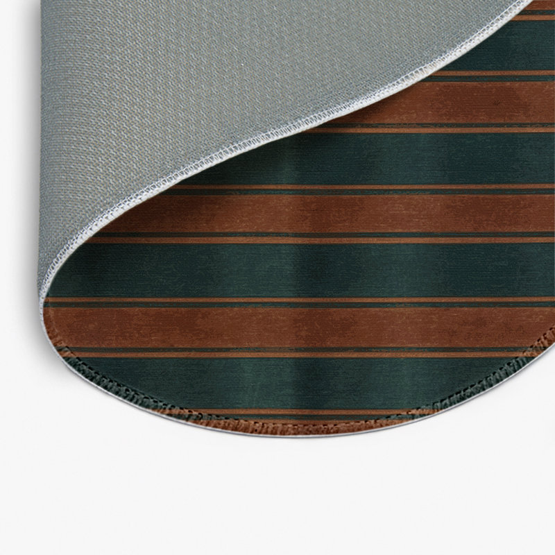 Tapis intérieur / extérieur vert HorizontalStripes, Rond 5 pi