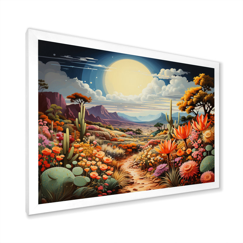 «Desert Cacti Garden III» sur toile, Cadre photo blanc, H 16 po x l 32 po x P 1 po