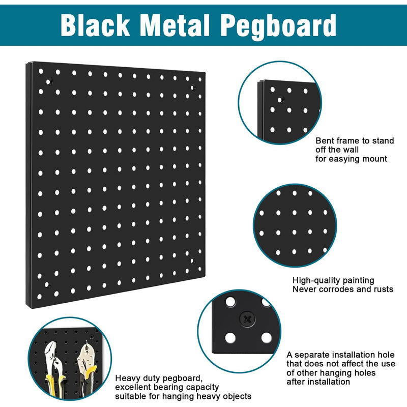 Peg Board Kit, Includes Pegboard and Accessories,with Hooks and Bins