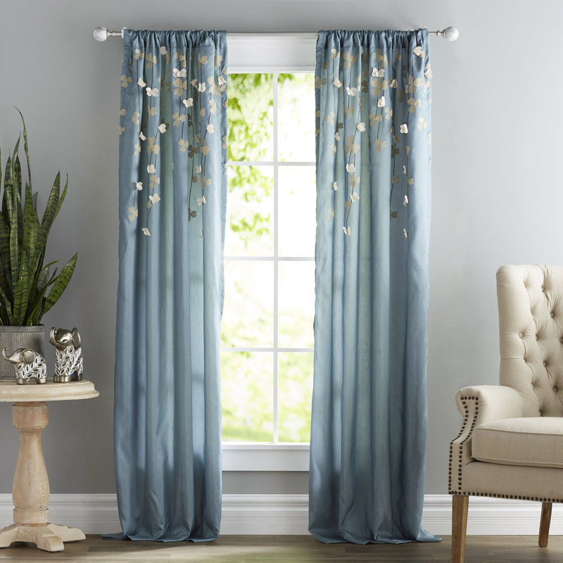 Semi Sheer Curtain Single Panel, Blue