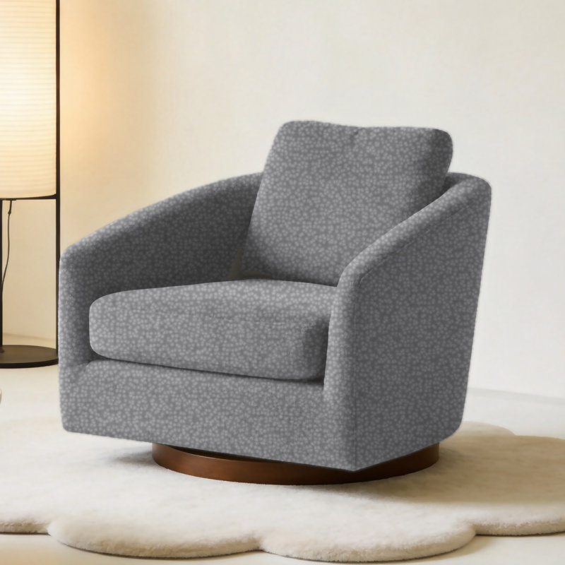 Faux Leather Swivel Accent Chair with Lumbar Pillow and Wide Arms
