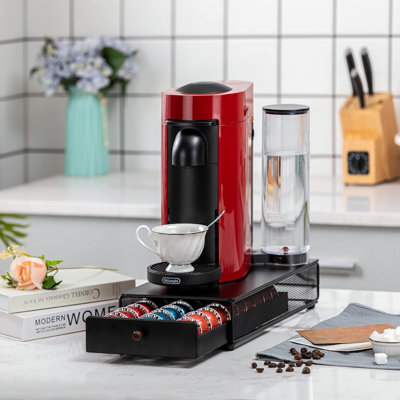 Organisateur de tiroir à café pour Nespresso Vertuo, 30 dosettes, noir | Support à dosettes de café, économisez de l'espace sous la cafetière, grande capacité
