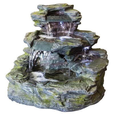Verdone Easy Fountain Garda Falls Water Feature with Lights, Resin