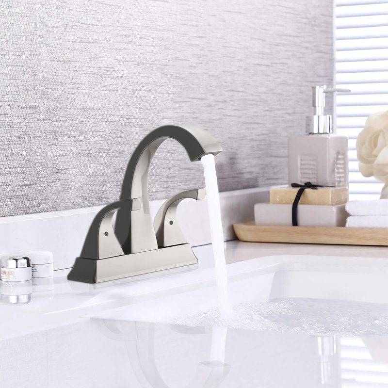 Centerset 2-handle Bathroom Faucet with Drain Assembly, Brushed Nickel 