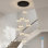 Luminaire suspendu long à 10 lumières DEL à intensité variable unique pour escalier