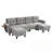 U-Shaped Upholstered Sofa With Two Movable Ottomans, USB Ports And Side Tables-1273140628