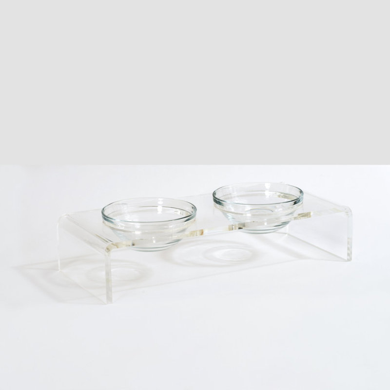 Glass Bowl Clear Elevated Feeder, 2 Cups