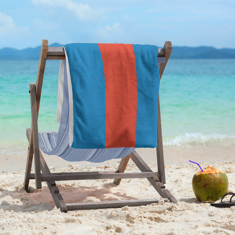 Lightweight Beach Towel, Blue/Orange