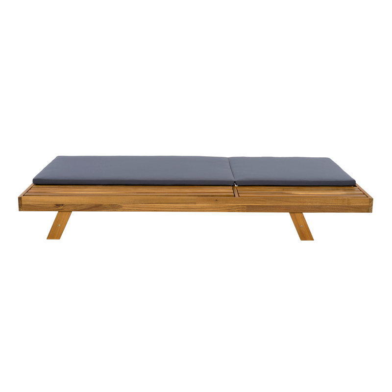 Lounge Chaise Set,Space Available On One Side, Acacia Wood With Water-Resistant Lounge Cushions (2 Inch Thick), Gray