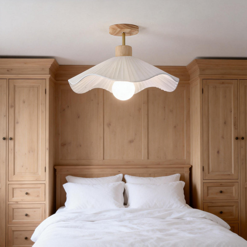 Linen Blend Semi Flush Mount, 22.9cm H x 50.8cm W x 50.8cm D