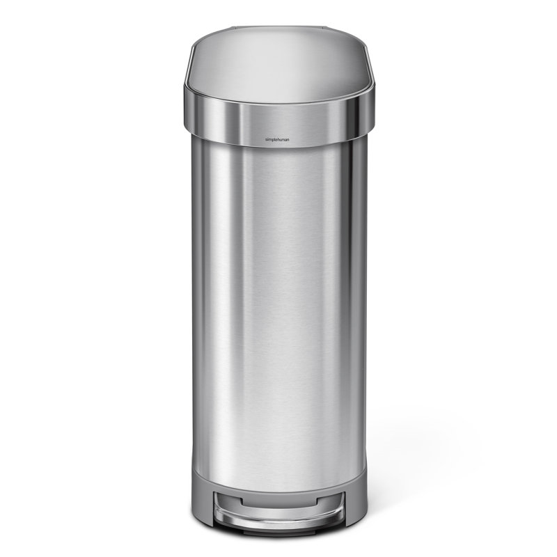 simplehuman 45 Liter / 12 Gallon Slim Hands-Free Kitchen Step Trash Can, Brushed Stainless Steel