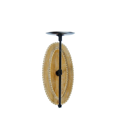 VIP Wood 11 in. Brown Mounted Oval Wall Sconce