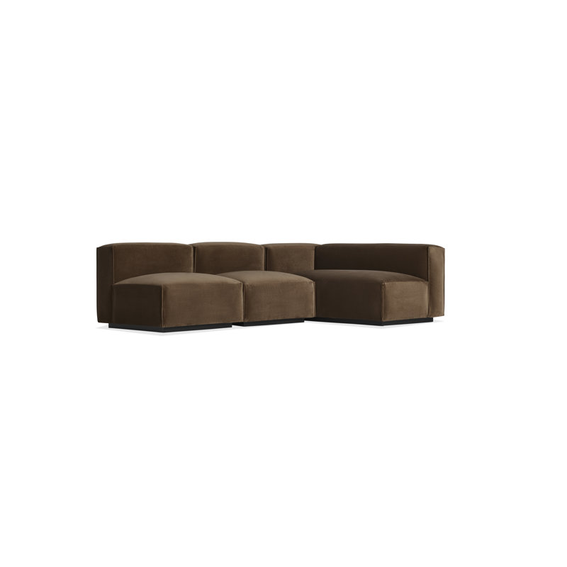 Cleon Modular Sectional, Left Hand Facing, Coffee Velvet Polyester Blend