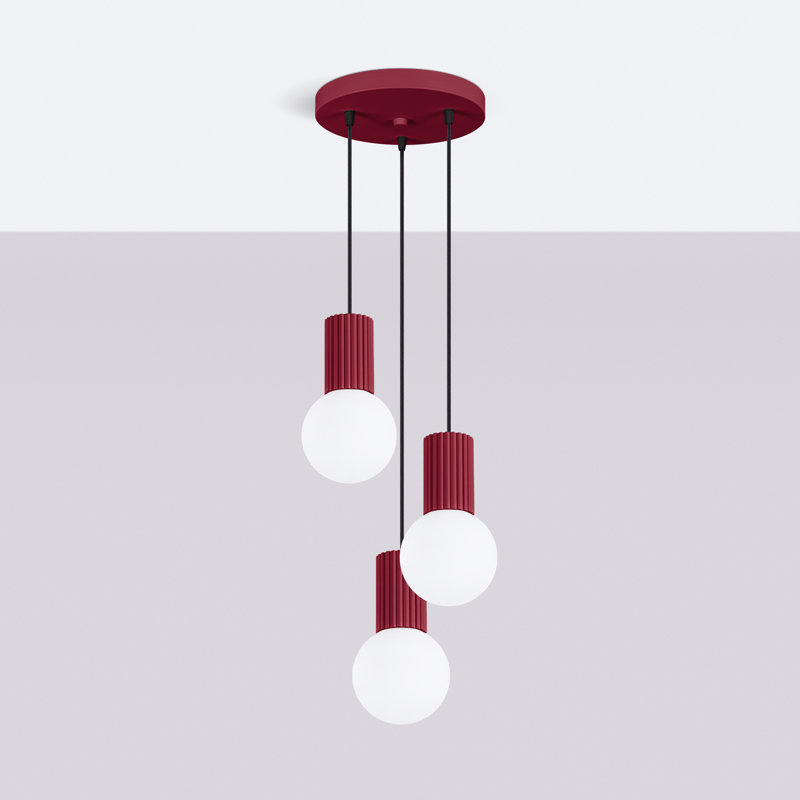 Bernis 3 - Light Brushed Nickel Pendant, Burgundy