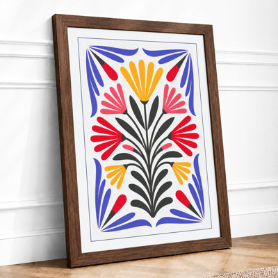 Symmetrical Floral Design Botanical - Framed Print