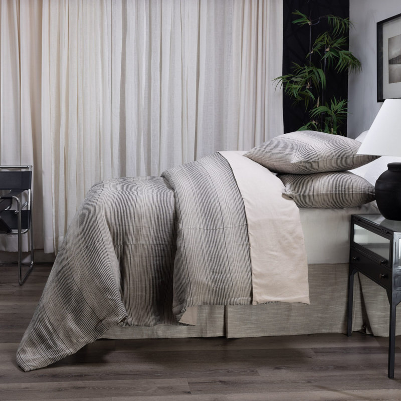 Ensemble de housse de couette en lin Hugh, Housse de couette très grand et 2 taies, Tanné