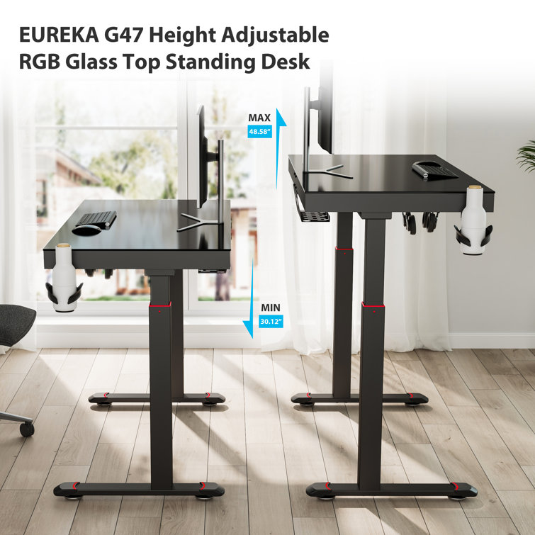 Eureka Ergonomic 43 inch Glass RGB Gaming Desk with App Controlled Lighting