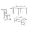 Casual 6pcs Dining With Charcoal Finish, 4 Chairs, Bench And Rectangular Table, Comfort For 6 - Piece Furniture Room, Featuring Cushioned Chairs Cross Back Design