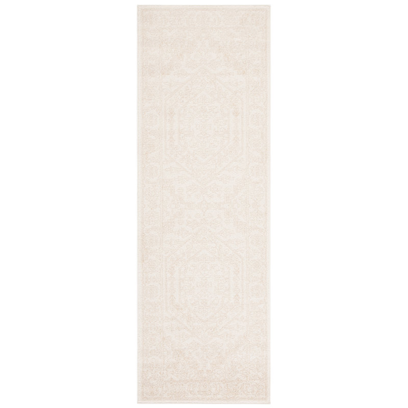 Tapis oriental de couleur sauge / ivoire Arrietty, Beige/Ivory, Tapis de couloir 2 pi 6 po x 8 pi