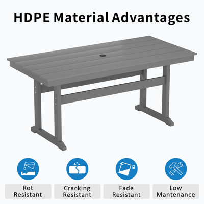 Outdoor Dining Set Hdpe Rectangular Patio Table Poly Diining Table