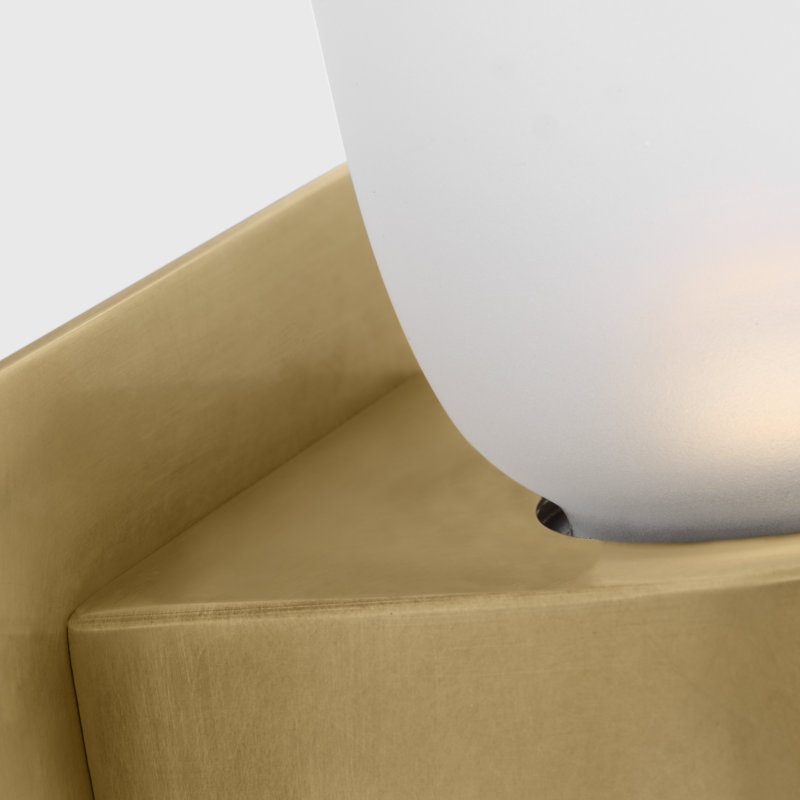 Kelly Wearstler Volver 2-light Large Double Sconce in Bronze with Clear Etched Glass shade, Antique Brass