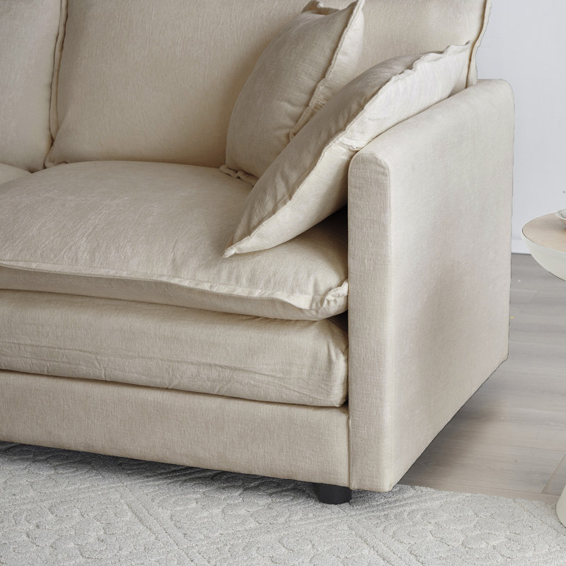 Ensemble de salon moderne 3 pièces, Beige, 3 pièces: canapé, 2 chaises