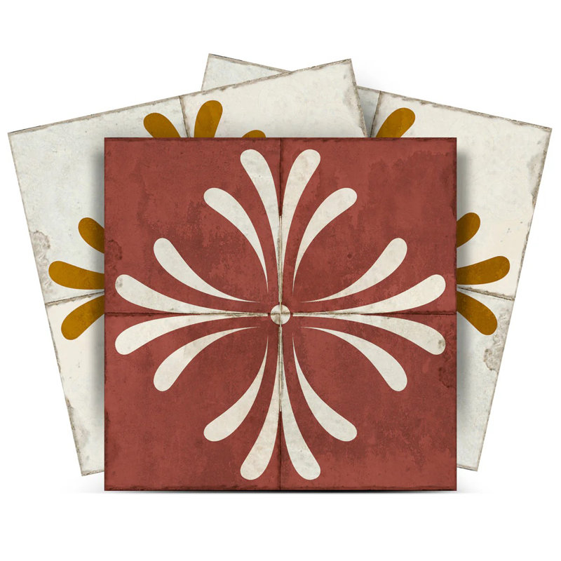 8x8-inch Dark Red and Beige Vinyl Peel and Stick Mosaic Tile Set