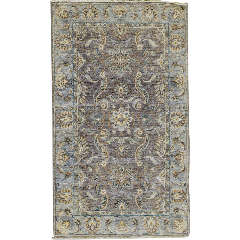 Tapis bleu et beige noué à la main de haute qualité